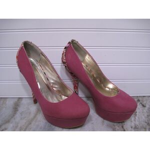 Liliana Womens Pink Faux Suede Stiletto Heels Size 8